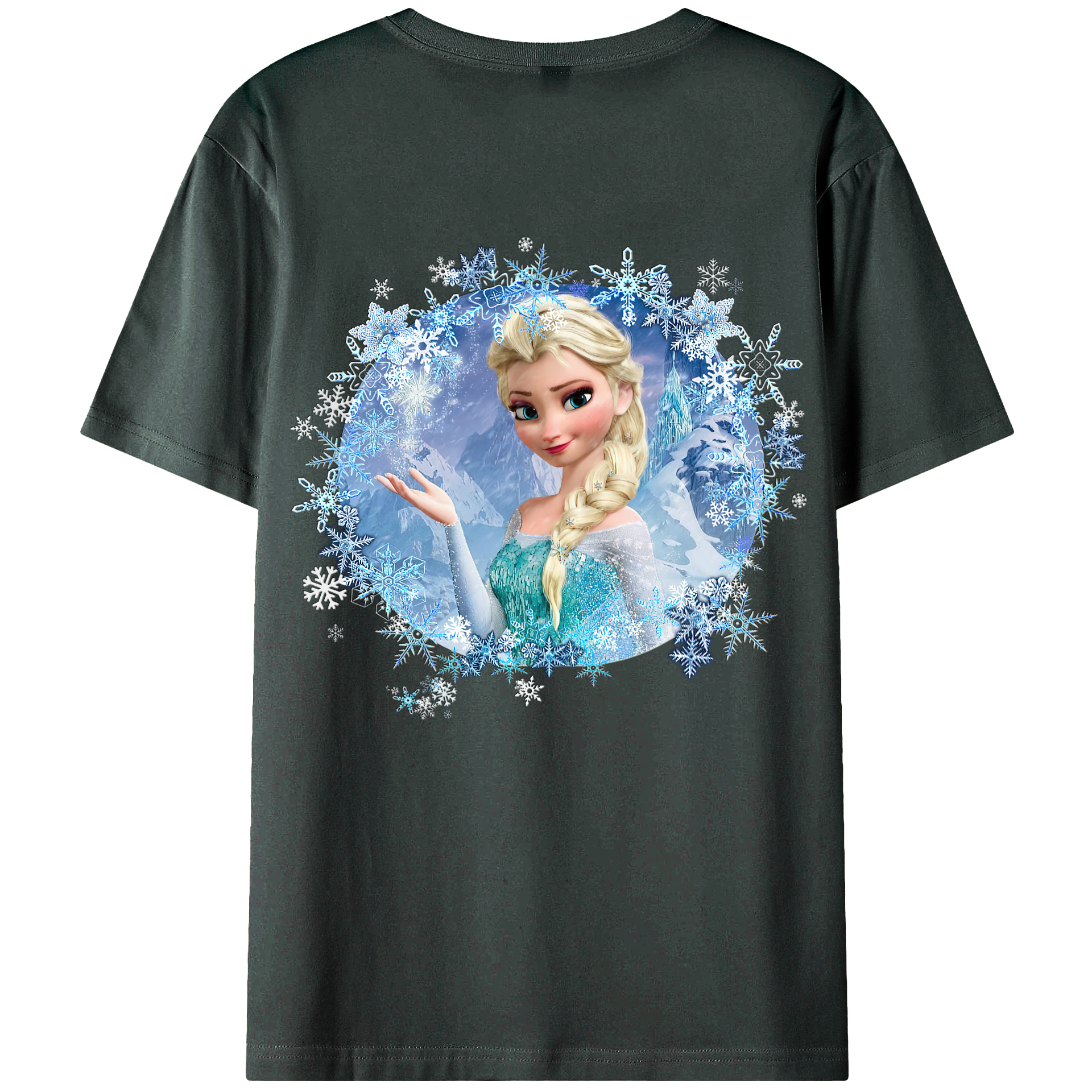 （画像用） アナと雪の女王 アンナ エルサ Frozen Anna Elsa 綿100％ メンズ半袖Tシャツ（バックプリント） 通気性